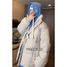加厚新款假两件连帽棉衣外套男青少年时尚保暖棉服M2913特P70控98，男装棉衣，电商A001