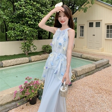 时尚套装温柔套装夏季小众吊带裙裙子仙气森系仙女裙，女装套装/套裙，2C133