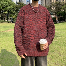 秋冬季上衣韩宽松提花套头毛衣男士潮流加厚圆领长袖针织衫，男装针织衫/毛衣，星座410-7
