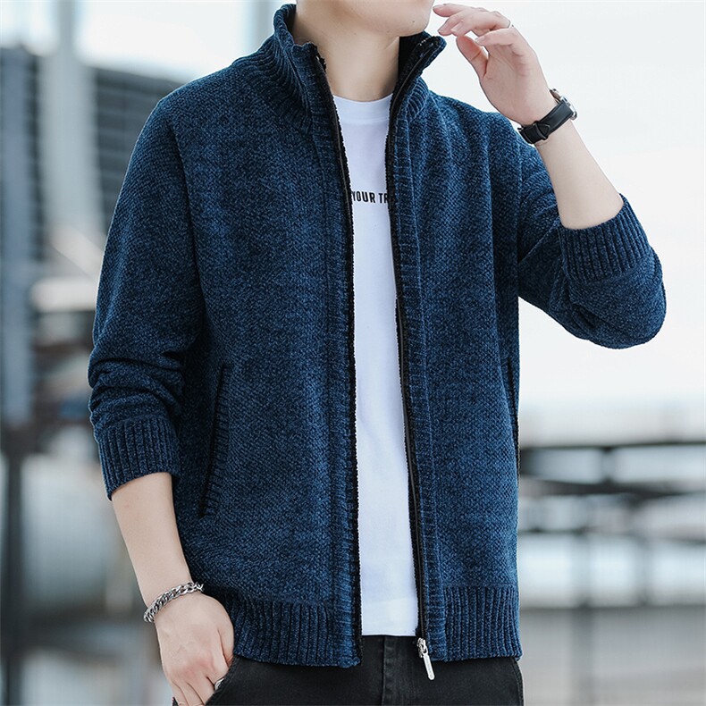 品质好秋冬季新款男士休闲毛衣立领外套百搭加绒雪尼尔8811-P50,男装针织衫/毛衣,星座1706