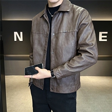 抖音加绒加厚男士外套秋冬季2025新款皮夹克A313-8859-P148，男装夹克，电商A313