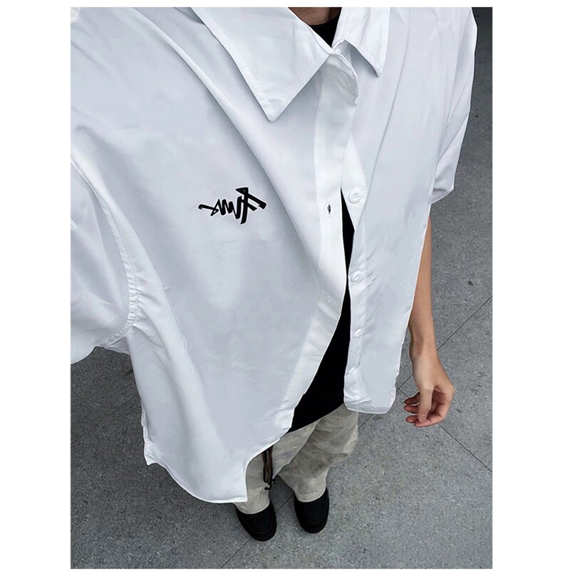 抖音得物高品质夏季冰丝休闲衬衫美式垂感宽松衬衫短袖ADT2101,男装T恤,电商A443