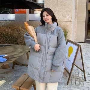 现货：冬装新款欧版宽松型毛呢撞色羽绒服2C135-5019P315K468图片
