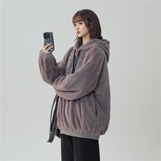 2025新款毛绒卫衣加厚连帽带里布A158-703-P95，女装卫衣/绒衫，电商A158