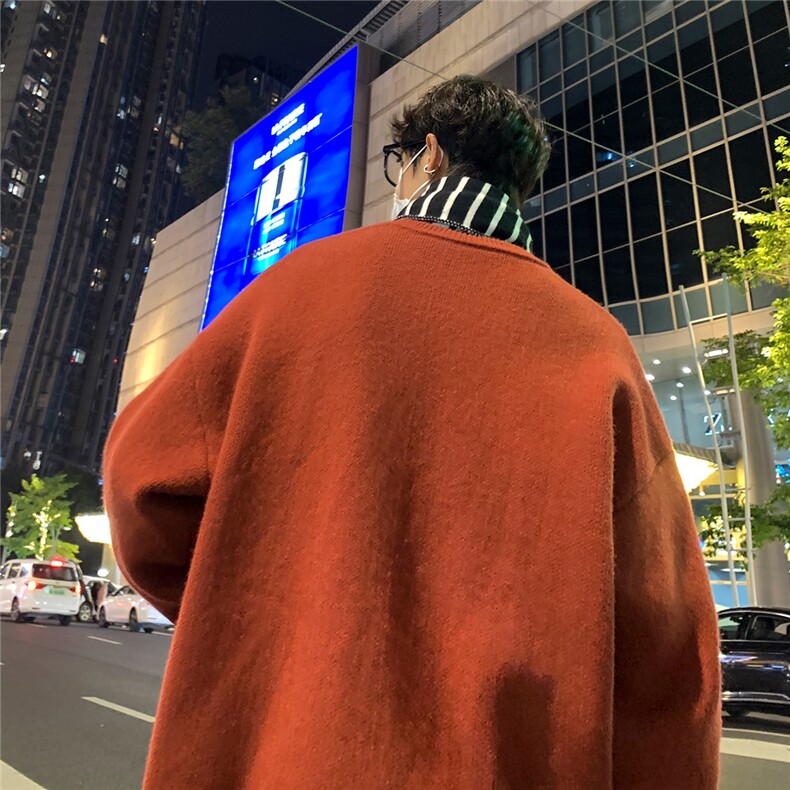 港风夜景宽松休闲圆领毛衣A247-M800常规特批35加绒特批50控78,男装针织衫/毛衣,电商A247