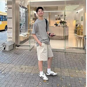 【有货】DT45-P50短袖t恤男夏季潮百搭条纹休闲情侣学生半袖体恤图片