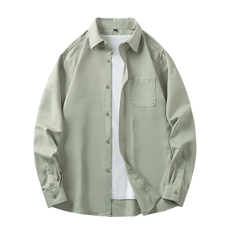 25年春季纯色衬衫长袖大码宽松落肩现货DS-C323-1-7712-特批35，男装衬衫，电商C323-1