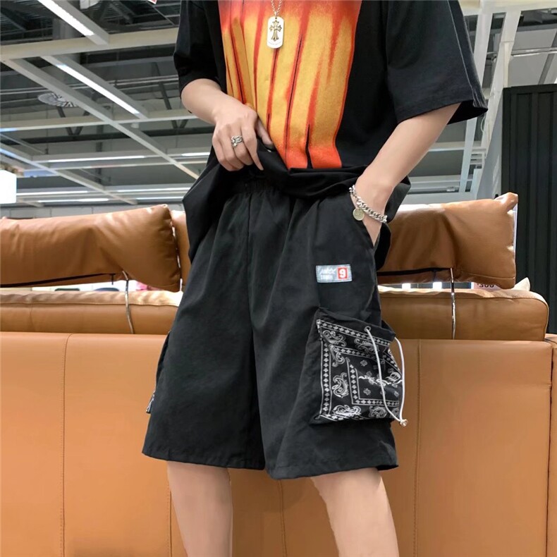 218-1-P27-DK5100夏季宽松休闲立体口袋五分裤图片