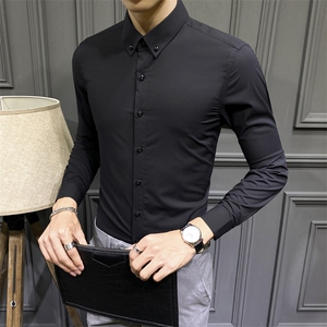 纯色男生衬衣修身衬衫打底衫C604-P40