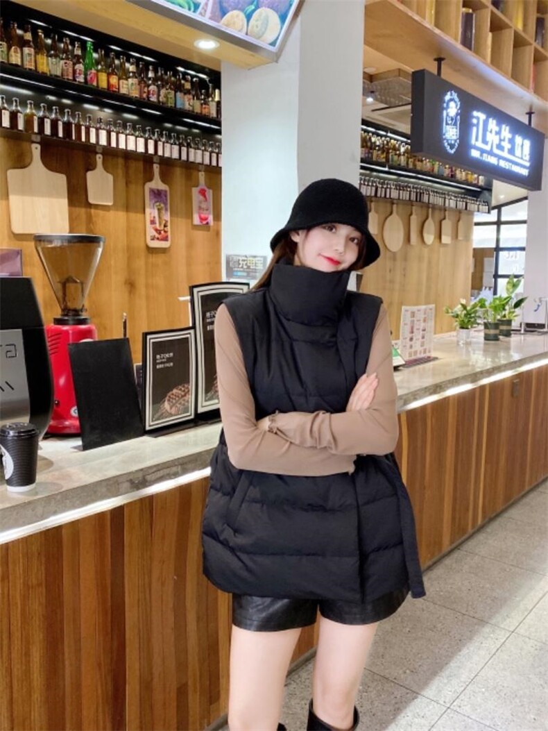 冬季新款修身抽绳羽绒马甲，女装马甲，韩衫衣社