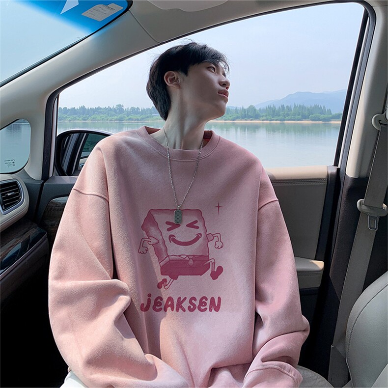 抖音得物高品质海绵宝宝麂皮绒宽松圆领卫衣wyjp5621-特p35控69,男装卫衣,星座605(原A050)