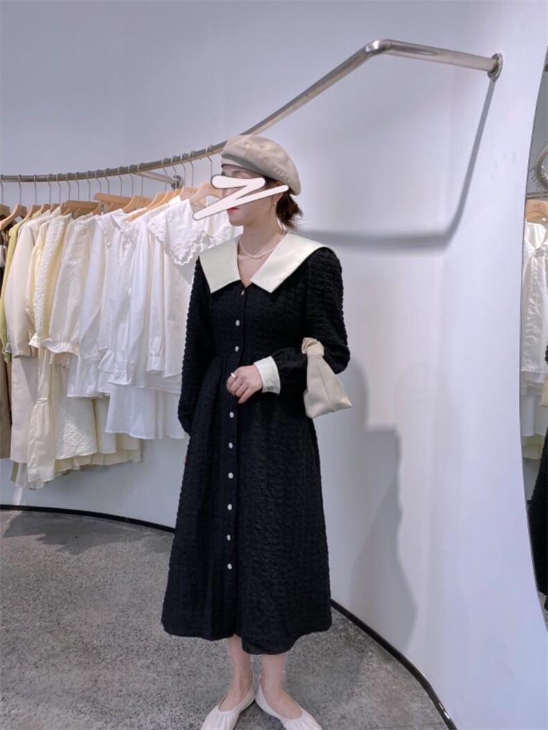 重工海军领连衣裙，女装连衣裙，驿谷