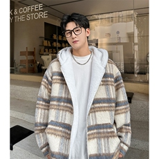 秋冬款贴标羊羔毛棉服加绒连帽加厚外套A071-5023-P118，男装棉衣，电商A071