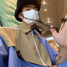 2023港风文艺纯色衬衫男春夏宽松潮流五分袖衬衣短袖T恤，男装衬衫，星座716-3