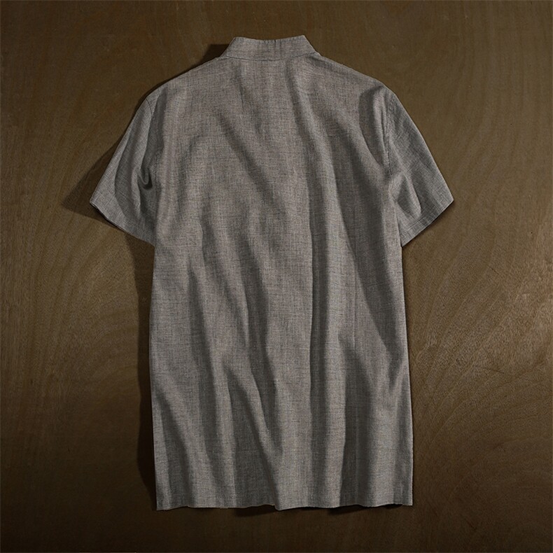 棉麻男士唐装上衣中式男短袖衬衫汉服居士服加肥大码1806-1款,男装衬衫,星座802