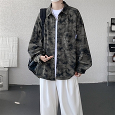 衬衫男秋季新款港风宽松大码灯芯绒扎染长袖衬衫CS8108-P42，男装衬衫，星座214-3