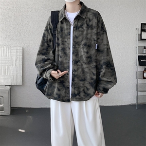 衬衫男秋季新款港风宽松大码灯芯绒扎染长袖衬衫CS8108-P42图片