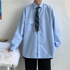 秋季港风送领带2021日系宽松制服领带学生潮流休闲衬衣W1386-P37，男装衬衫，星座512-4