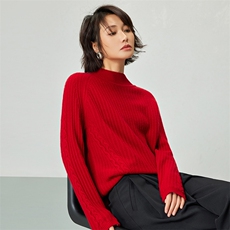 2025年秋季时尚两侧麻花半高时尚百搭通勤简约休闲，女装羊毛衫，邦太羊绒