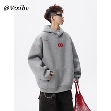 1506/QCX22040/P48重磅刺绣连帽情侣休闲上衣潮牌设计感套头帽衫，男装卫衣，星座1506