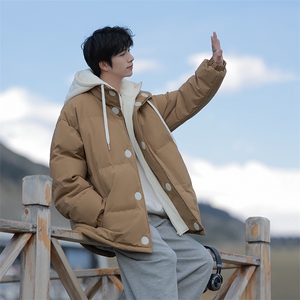 冬季青少年连帽假两件外套加绒加厚休闲简约棉衣棉服5303-P85图片