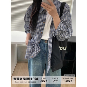 SUPMONOME法式宽松慵懒衬衫男女卫衣格子2025夏季外套CY1092-P36图片