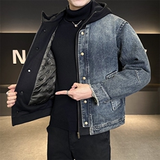 标50白鸭绒假两件牛仔面料羽绒服男宽松版B317-Y789-P258，男装羽绒服，电商B317