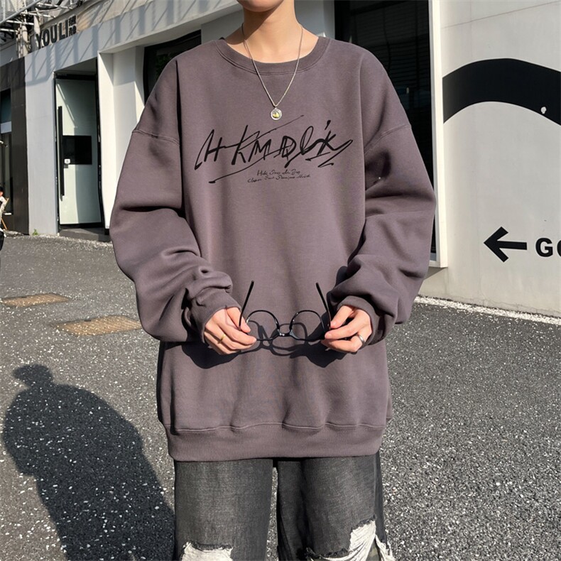 已注册/华棉外景秋冬新款创意宽松圆领卫衣男WY00711/P35加绒P45图片