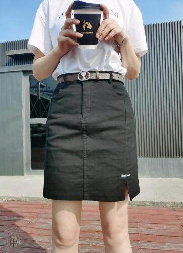 侧开叉带弹力小短裙S一XL图片