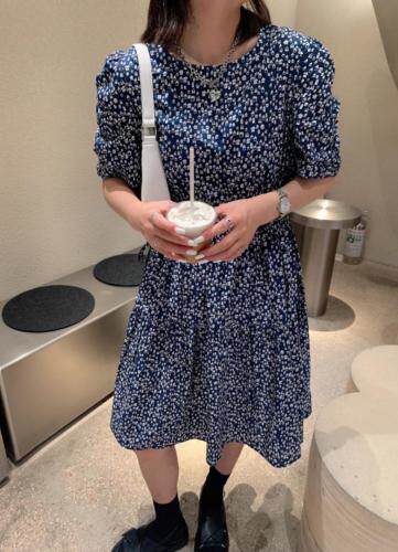 夏季新款韩版小房子图案连衣裙，女装连衣裙，红头发儿