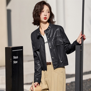 多色百搭短款皮衣外套女2025春季新款设计感显瘦皮夹克机车服上衣图片
