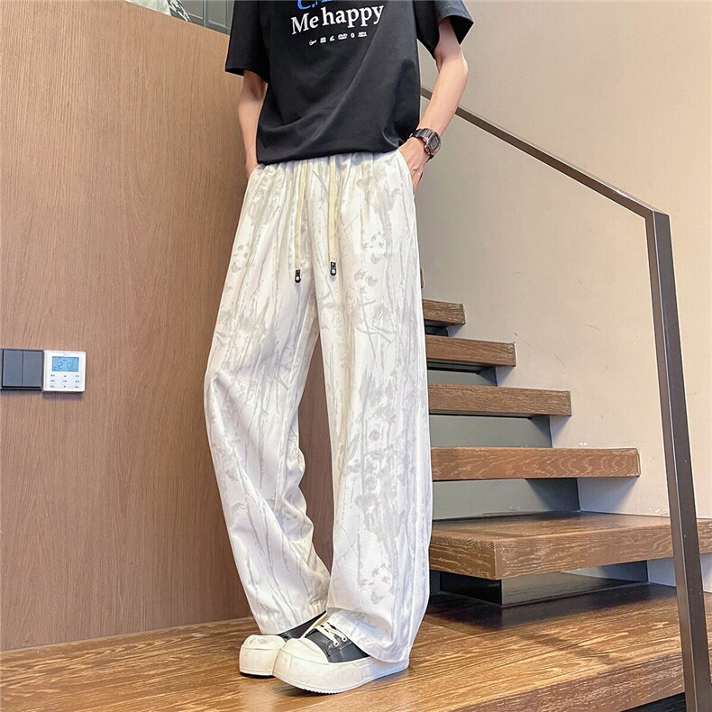 K5036/特P30男士新款夏季冰丝扎染休闲裤男薄款垂感阔腿长裤子,男装休闲裤,电商A141