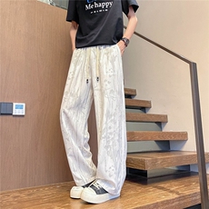K5036/特P30男士新款夏季冰丝扎染休闲裤男薄款垂感阔腿长裤子，男装休闲裤，电商A141