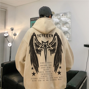 2023美式高街潮流新款麂皮绒宽松连帽卫衣JK23521特批45控78