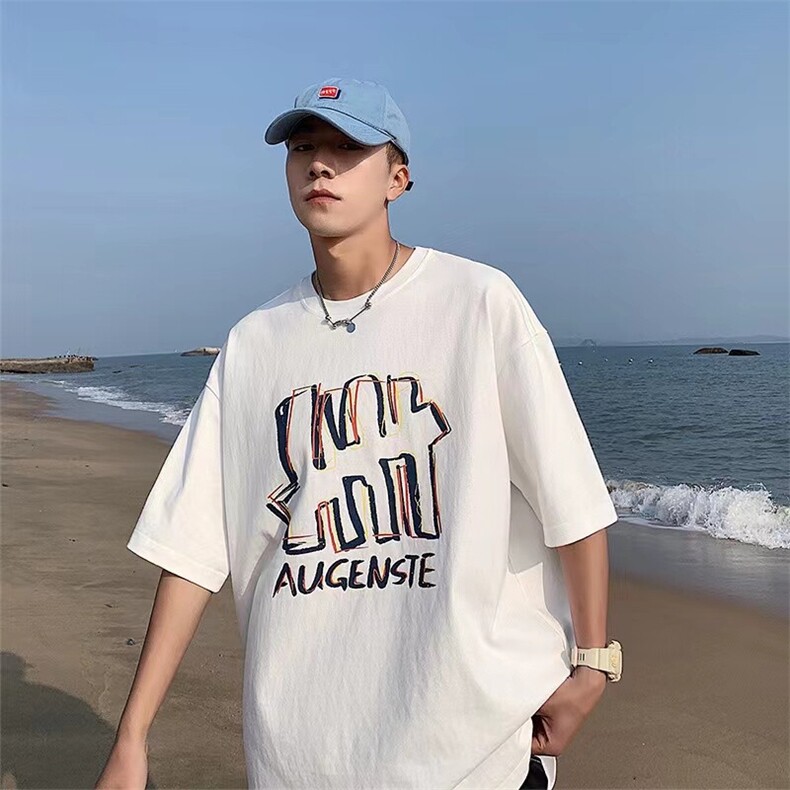 大码新款印花纯棉短袖男夏季美式t恤港风宽松百搭半截袖TX317-P25，男装T恤，星座505-3