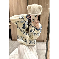 费尔岛圣诞提花毛衣开衫女冬季新款设计感拉链针织衫外套M3303，男装针织衫/毛衣，星座1116A（原606A-3）