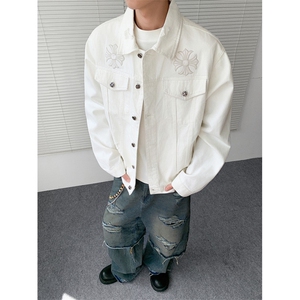 得物二开 克罗心印花牛仔高街夹克外套男2025秋季新款JK1273-P98图片