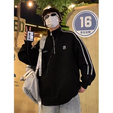 春秋日系复古拼接立领休闲卫衣男女生宽松套头工装上衣W117，男装工装外套，星座1116A（原606A-3）