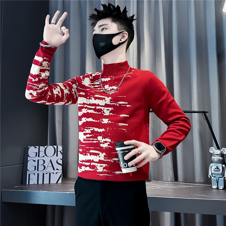 潮流不规则撞色毛衣男社会小伙店主风301C-M110-P78控108,男装针织衫/毛衣,星座301C（原B323）