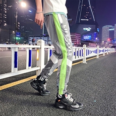 2021春季新款港风男士宽松反光拼色小脚九分裤男潮A438-5090-P50，男装休闲裤，电商A438