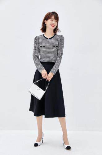 2021秋季新品 韩版小香风针织蕾丝上衣图片