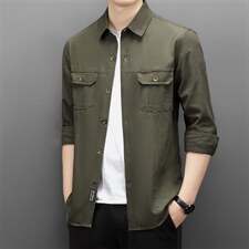 BAMJ-2511钱塘2020-2春秋季新款时尚休闲帅气中青年男士衬衣P60，男装衬衫，钱塘207-2