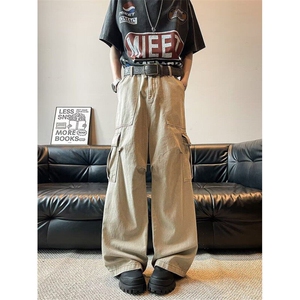 工装休闲裤男女韩版潮流高街帅气大口袋2026夏季ins长裤K6194-P62图片