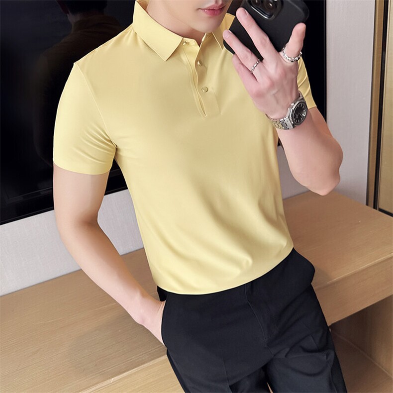 2025主推专利扣子冰丝纯色无痕Polo衫夏季短袖T恤777-特P63,男装T恤,电商D342
