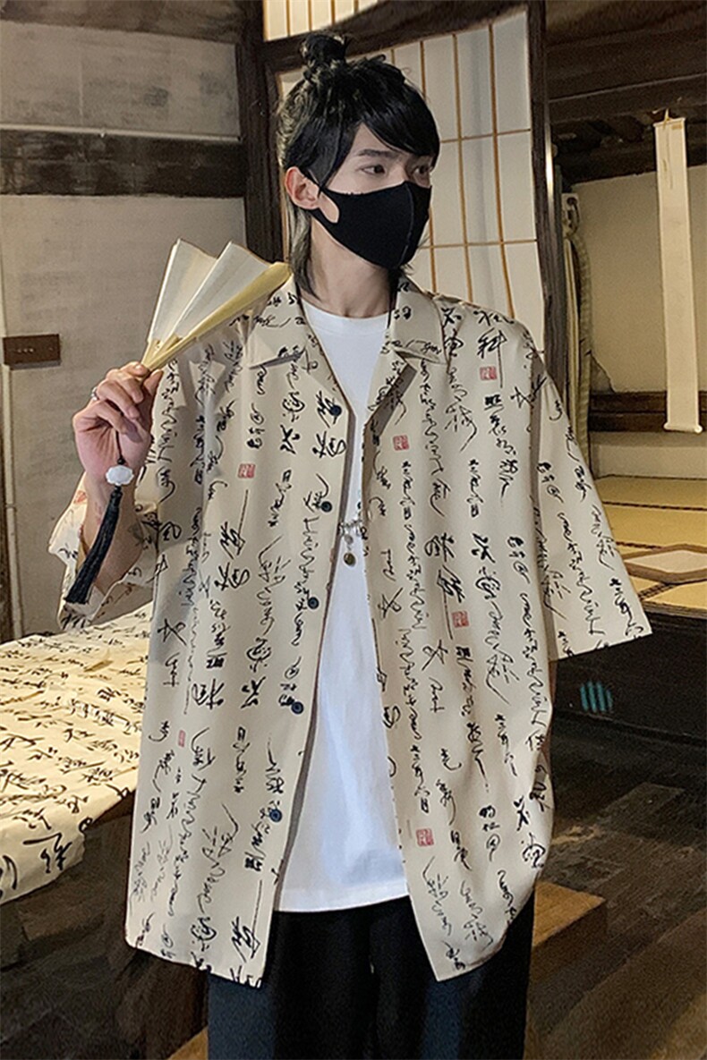 2024夏季新款港风新中式大码风冰丝衬衫M-5XHC24219-特P30,男装衬衫,电商A022