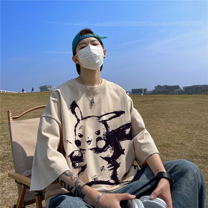 纯棉T恤直播高品质重磅220克皮卡丘印花T61-p25,男装T恤,星座508（原C305）