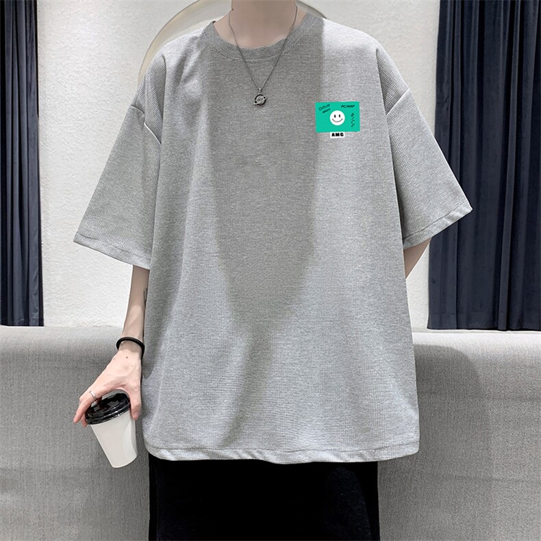 HT73264-P22 华夫格t恤男短袖男大码五分袖 大皂风图片