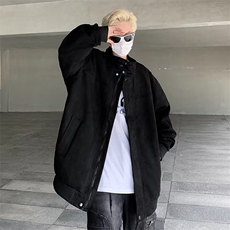美式新款麂皮外套休闲时尚潮流百搭男春秋港风宽松夹克男JKK05，男装夹克，星座1116A-1（原606A）
