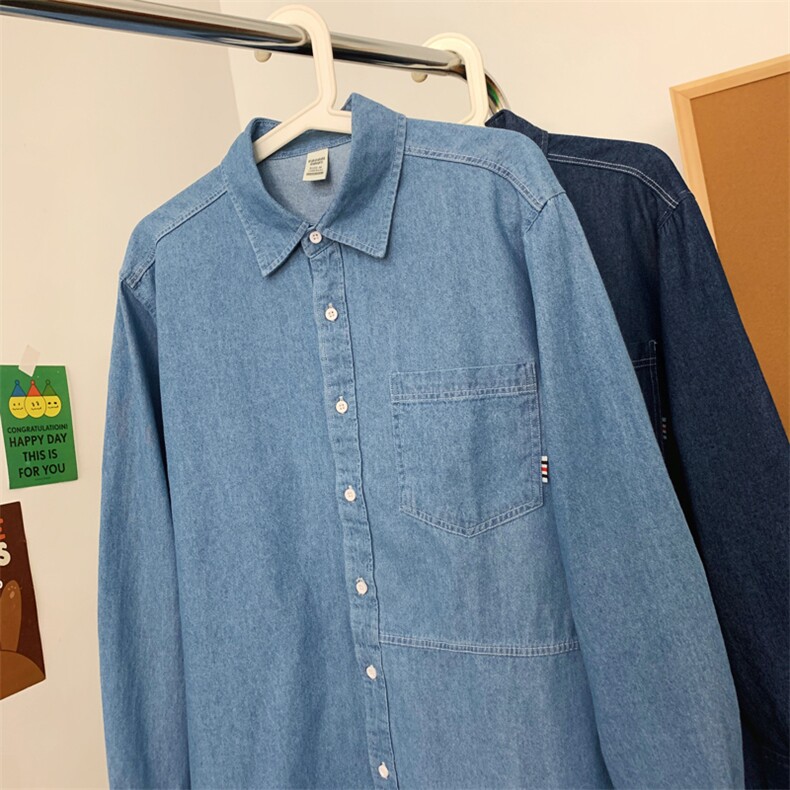 港风休闲时尚牛仔潮长袖衬衫衬衣228-1-K2462-P45，男装衬衫，星座228-1