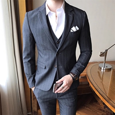 条纹男装西服套装三件套礼服西装W6388-P285，男装西服，星座1012